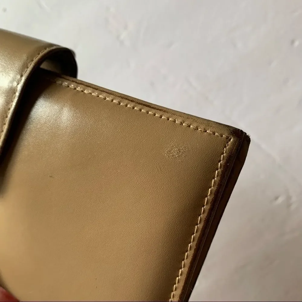 Di Lido Wallet Cream Tan Cowhide Clutch Checkbook Credit Card Holder